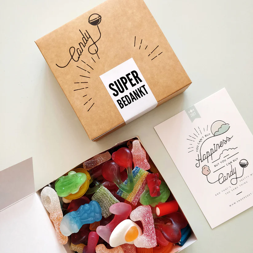 Super Bedankt snoepdoosje